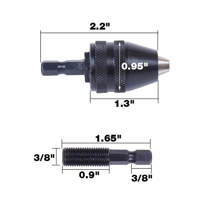 AUTOTOOLHOME 1/4-inch Hex Shank Keyless Drill Chuck for impact driver Quick Change Chuck Adapter Power Screwdriver to Drill Converter Conversion Tool - Image 4